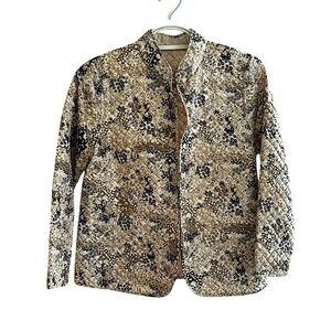 Quilted Reversible Jacket Reversible Floral Print Beige L